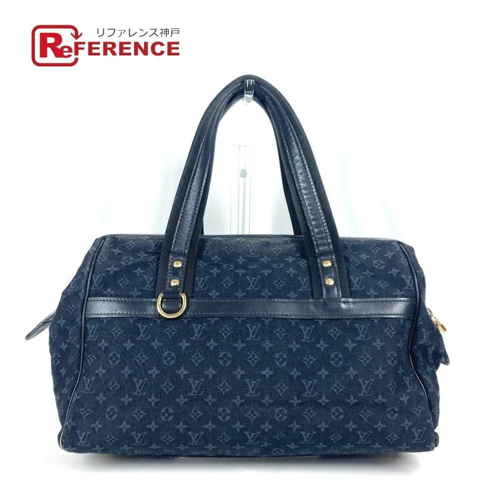 LOUIS VUITTON Monogram Josephine Shoulder Bag Boston Canvas Navy Blue